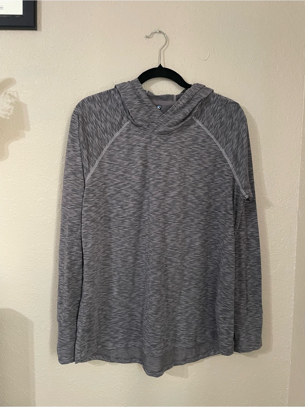 Women’s Kuhl Lightweight Hoodie Long Sleeve Top Size Large Gray Black Heather